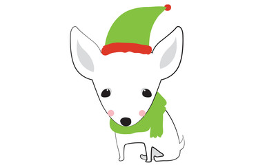 Cute dogs wearing Santa clause hat