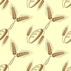 Wheat Ears and bread seamless pattern