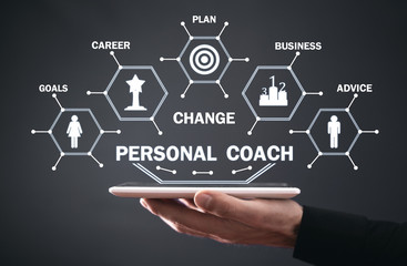 Personal Coach. Development and achievement. Business concept