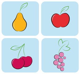 berries and fruits. flat design. vector illustration.