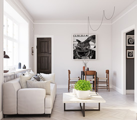 scandinavian style living room design.