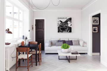 scandinavian style living room design.