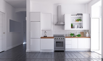 modern scandinavian style kitchen interior.