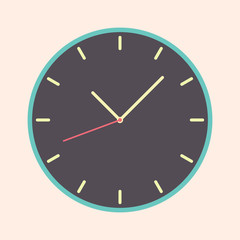 Flat watch clock with arow icon from warm color isolated on background. EPS 10 vector illustration