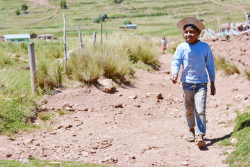 Fototapeta premium Happy native american boy walking.