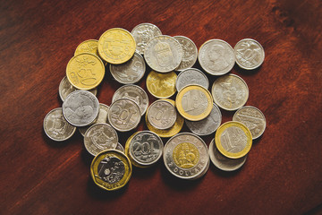 Coins of several countries.
