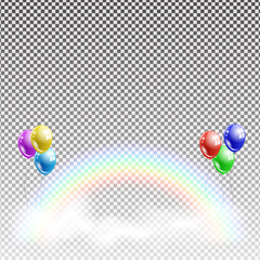 Celebration Balloons with Rainbow and Clouds