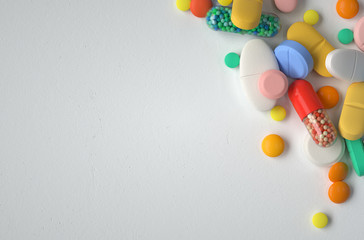 pile of colorful pills,3d rendering,conceptual image.