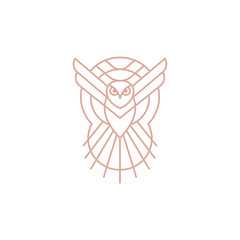owl line illustration logo design