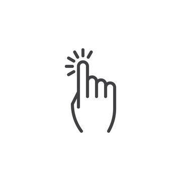 Clicking finger line icon. Hand Click linear style sign for mobile concept and web design. Finger touch gesture outline vector icon. Symbol, logo illustration. Pixel perfect vector graphics