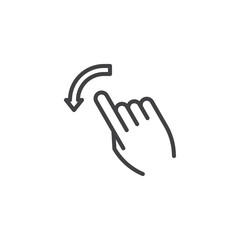 Fototapeta premium Flick left line icon. Hand Click linear style sign for mobile concept and web design. Finger touch gesture outline vector icon. Symbol, logo illustration. Pixel perfect vector graphics