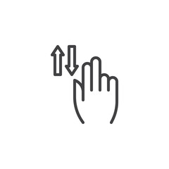 2x vertical scroll line icon. Up and down hand swipe linear style sign for mobile concept and web design. Two finger touch gesture outline vector icon. Symbol, logo illustration. Vector graphics