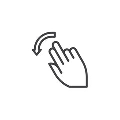 2x flick down line icon. Hand Click linear style sign for mobile concept and web design. Two finger touch gesture outline vector icon. Symbol, logo illustration. Pixel perfect vector graphics