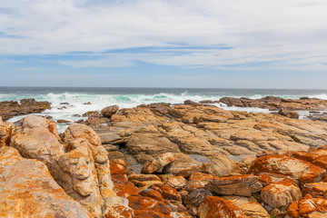Fototapeta na wymiar The coastline rock formations of Cape St francis, South Africa.
