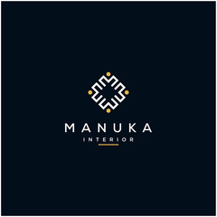 M decorative letter logo design