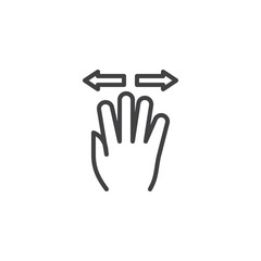 4x spread line icon. Hand Click linear style sign for mobile concept and web design. Four finger touch gesture outline vector icon. Symbol, logo illustration. Pixel perfect vector graphics