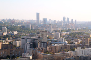 Moscow panorama from the top of a tower in Moscow city business center	