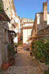 Fototapeta na wymiar Alleys, stairways and small squares of Morcone, a town in southern Italy