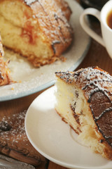 A biscuit cake with chocolate