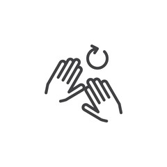 2 hand rotate alt line icon. Hands Click linear style sign for mobile concept and web design. Fingers touch gesture outline vector icon. Symbol, logo illustration. Pixel perfect vector graphics