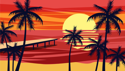 Summer holiday season. Tropical exotic beach sunset ocean sea