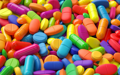 Fototapeta na wymiar pile of colorful pills,3d rendering,conceptual image.