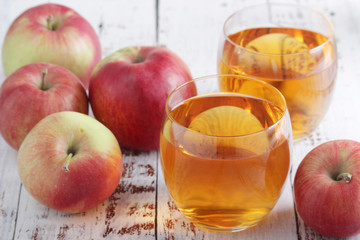 Glasses with apple juice