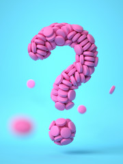 pills as question mark,medical concept. 3d rendering,conceptual image.