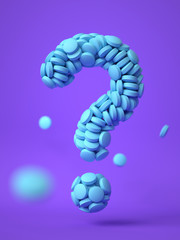 pills as question mark,medical concept. 3d rendering,conceptual image.