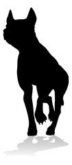A detailed animal silhouette of a pet dog