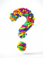 pills as question mark,medical concept. 3d rendering,conceptual image.