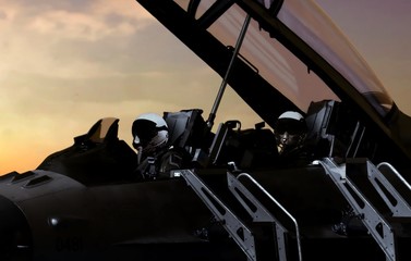 Fighter pilot getting ready to take off