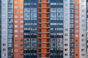 Fototapeta na wymiar facade of a new multi-storey residential building. architecture of the modern city