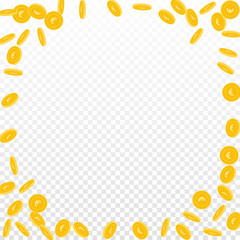 European Union Euro coins falling. Scattered spars