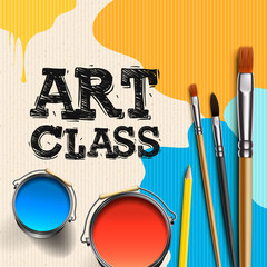 Art Class, Workshop Template Design. Kids art craft, education, creativity class concept, vector illustration. © Ivan Kopylov