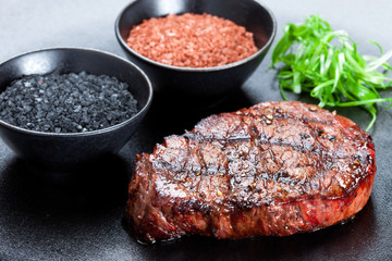 Steak on the grill with spices