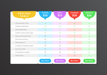 Pricing List Blank Empty Template Mockup. Vector