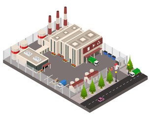 Recycling Plant Concept 3d Isometric View. Vector