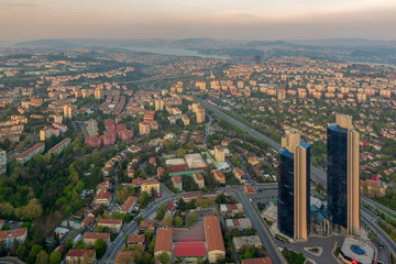 Istanbul city view from Istanbul Sapphire skyscraper overlooking the Bosphorus before sunset, Istanbul, Turkey