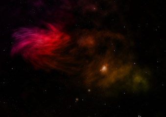 Star field in space and a nebulae. 3D rendering