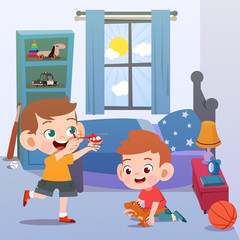 kids playing in the room vector illustration