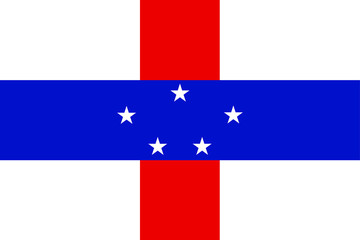 Netherlands Antilles flag vector. Caribbean state flag. Over ocean Holland territory.