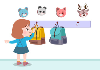 kid hanging bag vector illustration isolated