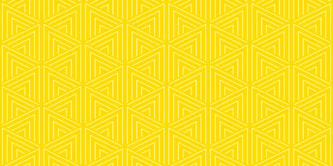 Foto op Plexiglas Kleurrijk Zomer achtergrond geometrische driehoek patroon naadloze geel en wit.