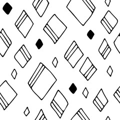 Hand drawn rhombuses, seamless vector pattern