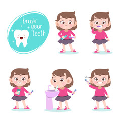 kid brushing teeth vector illustration isolated