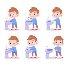 kids washing hand vector illustration isolated