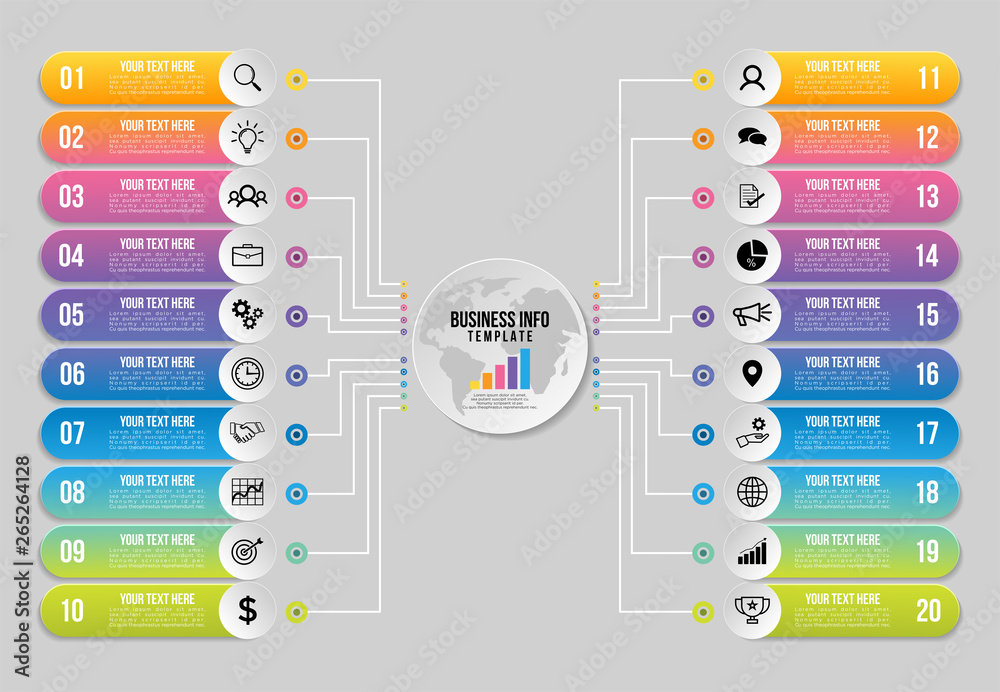 Wall mural vector infographics elements template design with marketing icons and options steps can be used for 