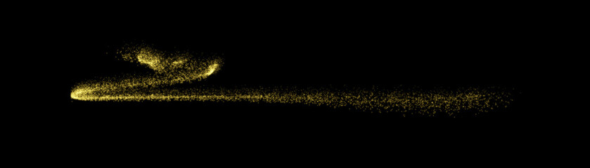 Gold glitter particles trail of shining star