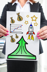 Success concept shown by a businesswoman